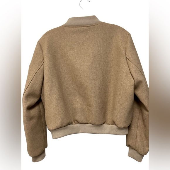 VTG  Letterman Collegiate Sports Bomber Initial Tan Dearest Jacket Womens Small - Picture 2 of 11